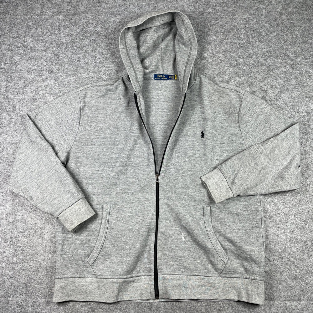 Polo Ralph Lauren Hoodie Mens 1XB Grey Full Zip Pony Lightweight Jacket Preppy
